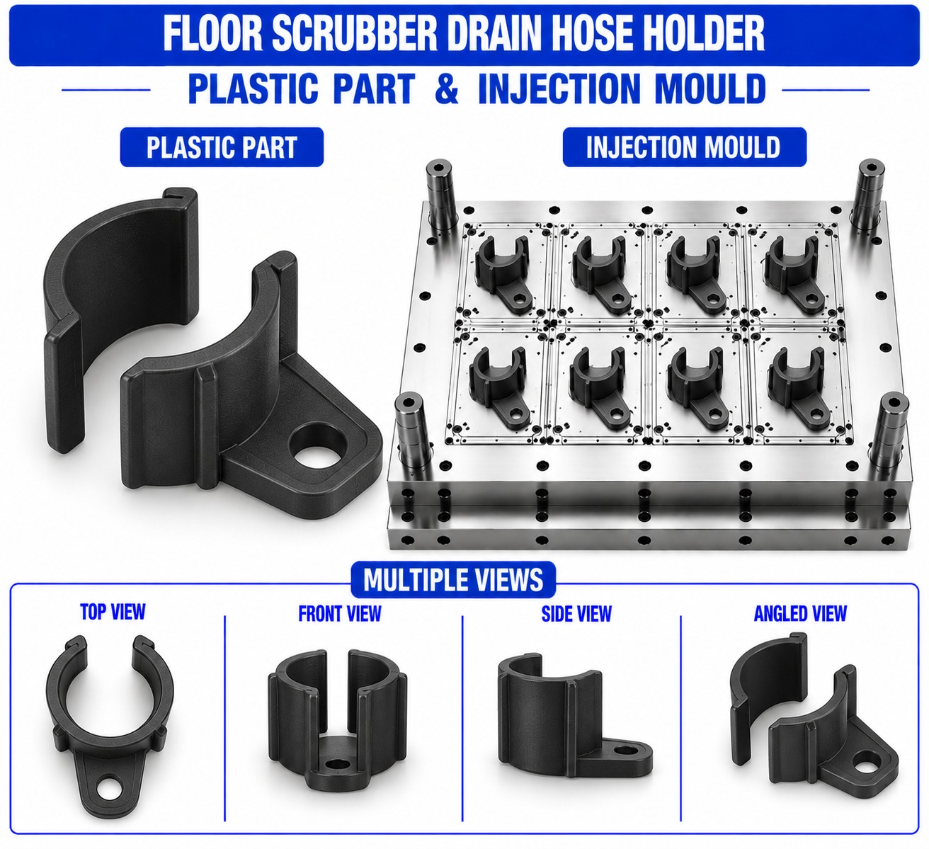 Floor Scrubber Plastic Drain Hose Holder Mould and Moulding Service